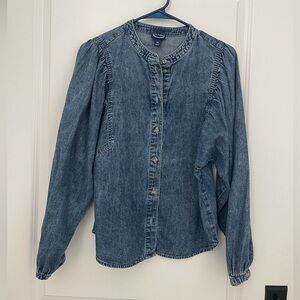Scoop Women's Cotton Denim Shirt with Blouson Sleeves